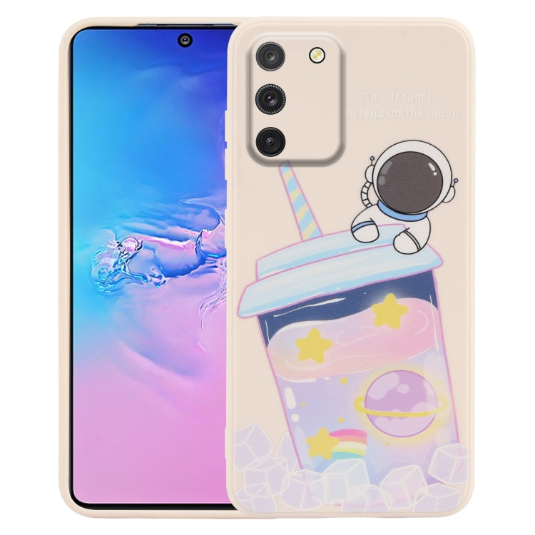 奶茶宇航員圖案液態硅膠手機殼