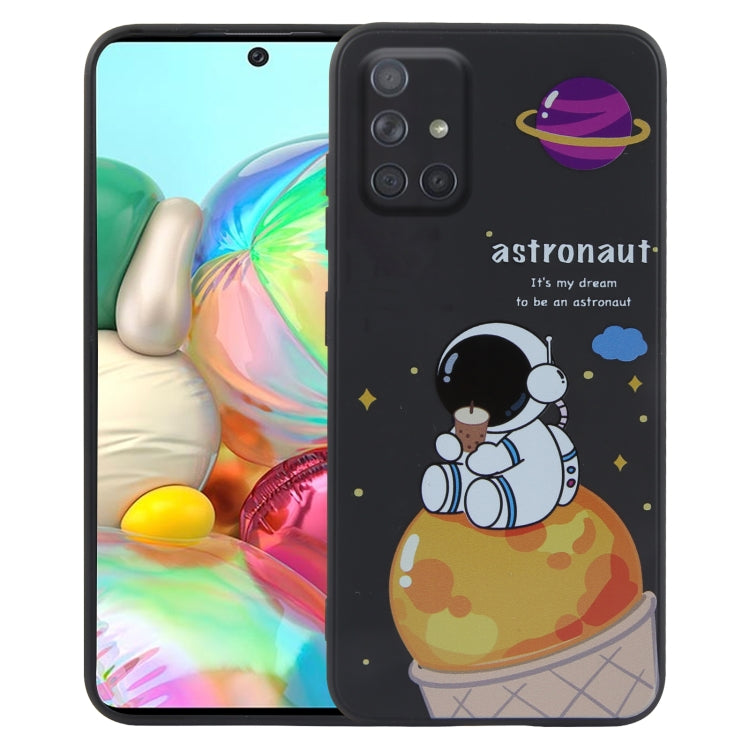 奶茶宇航員圖案液態硅膠手機殼