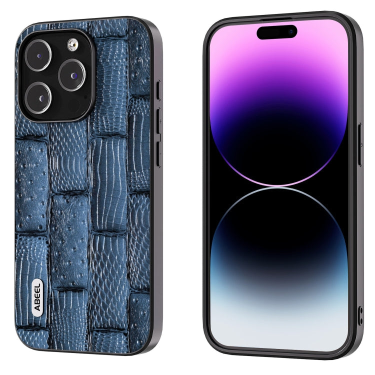 ABEEL真皮麻將紋黑邊手機殼