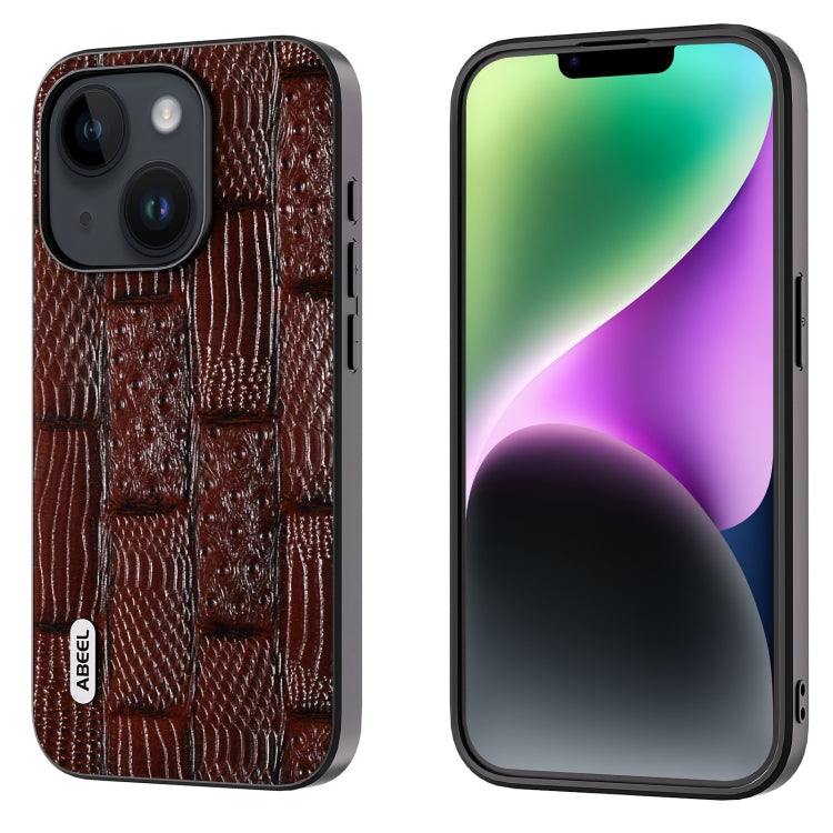 ABEEL真皮麻將紋黑邊手機殼