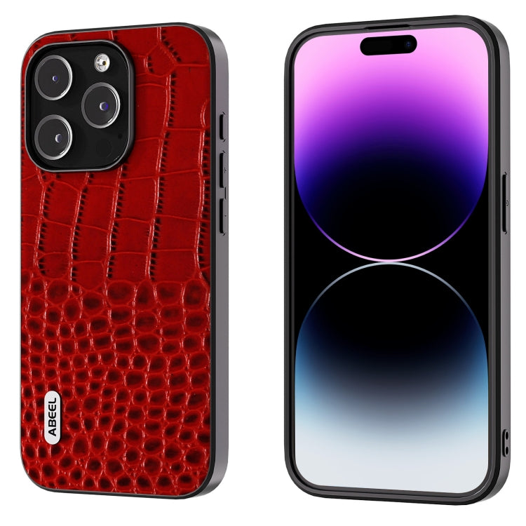 ABEEL真皮雙色鱷魚紋黑邊手機殼