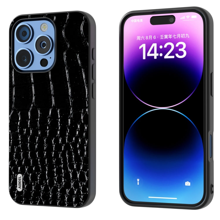 ABEEL真皮雙色鱷魚紋黑邊手機殼