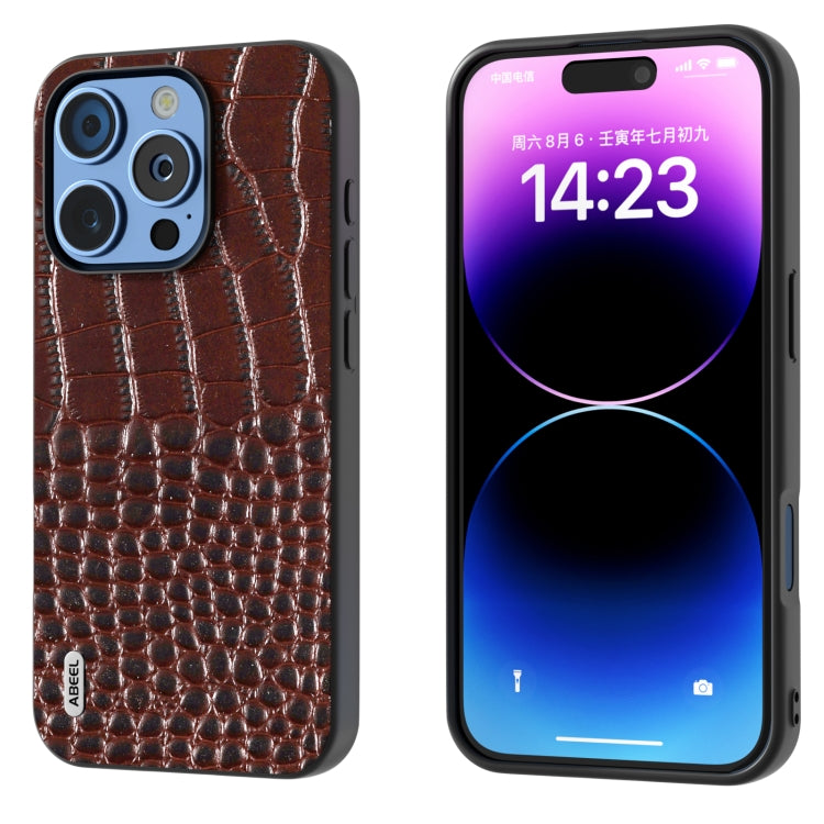 ABEEL真皮雙色鱷魚紋黑邊手機殼