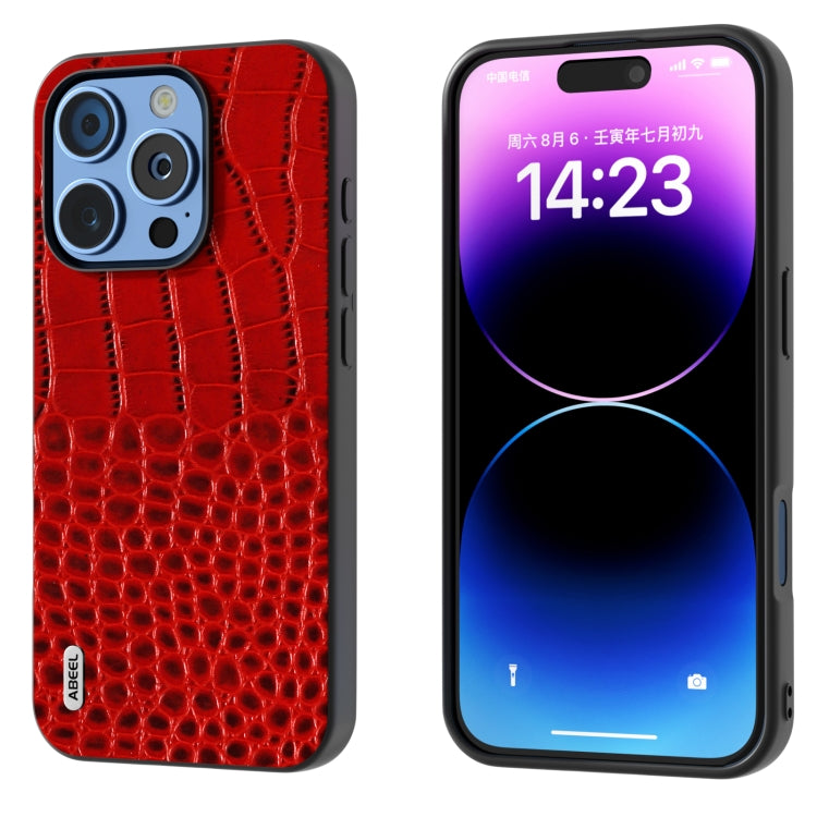 ABEEL真皮雙色鱷魚紋黑邊手機殼
