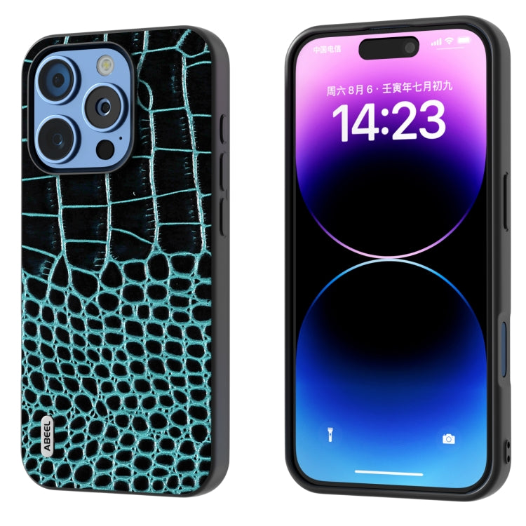 ABEEL真皮雙色鱷魚紋黑邊手機殼