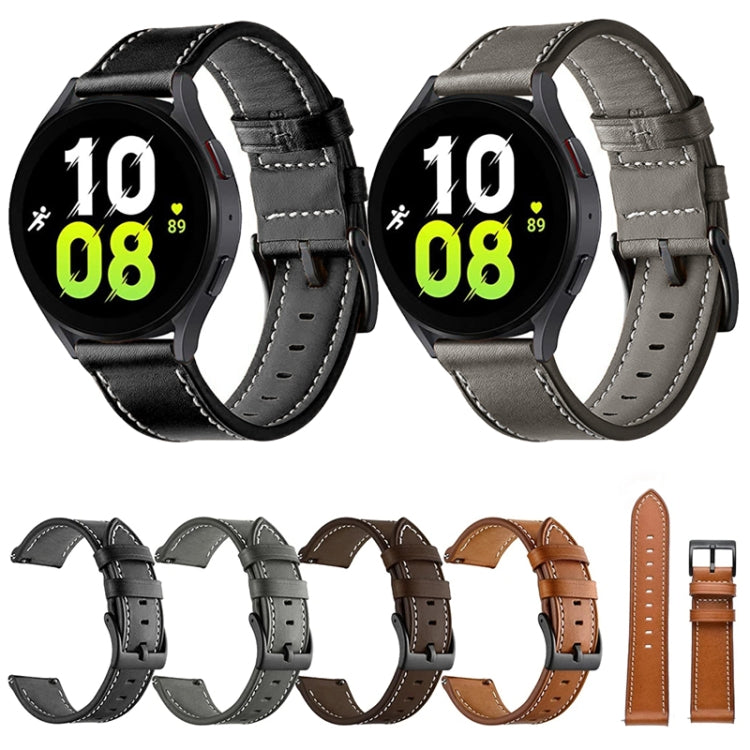 車線黑扣真皮錶帶