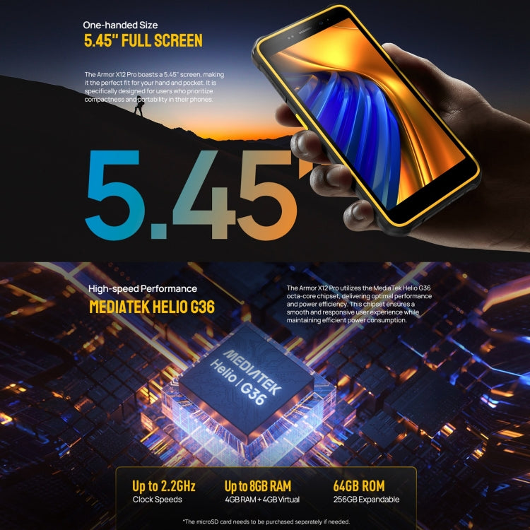 Ulefone Armor X12 Pro，IP68/IP69K三防機  5.45英寸安卓14 Helio G36八核, 網絡：4G, NFC