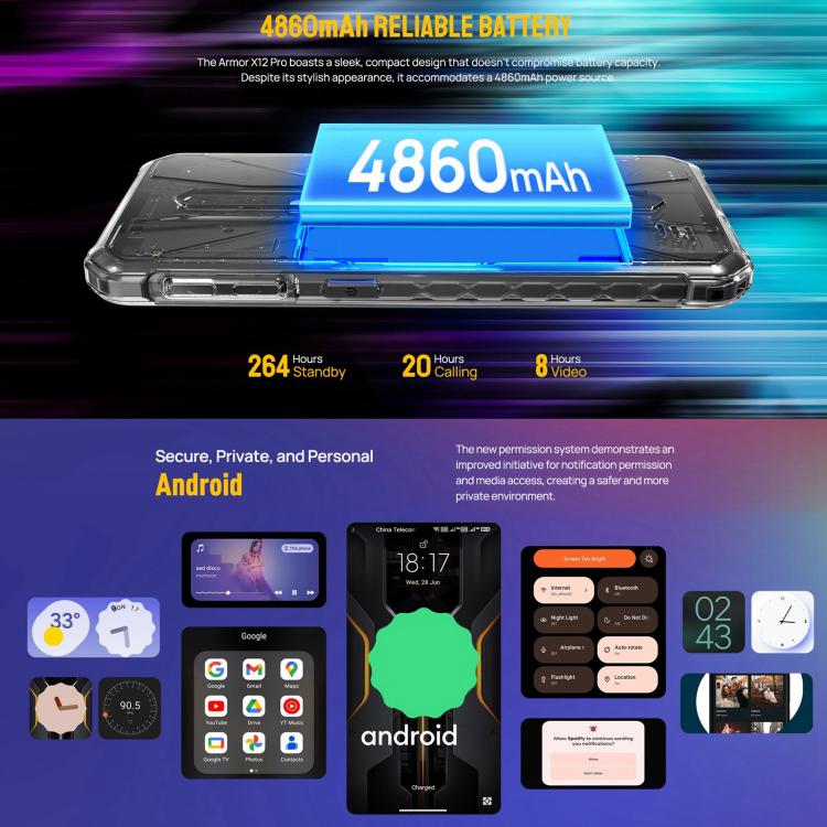 Ulefone Armor X12 Pro，IP68/IP69K三防機  5.45英寸安卓14 Helio G36八核, 網絡：4G, NFC