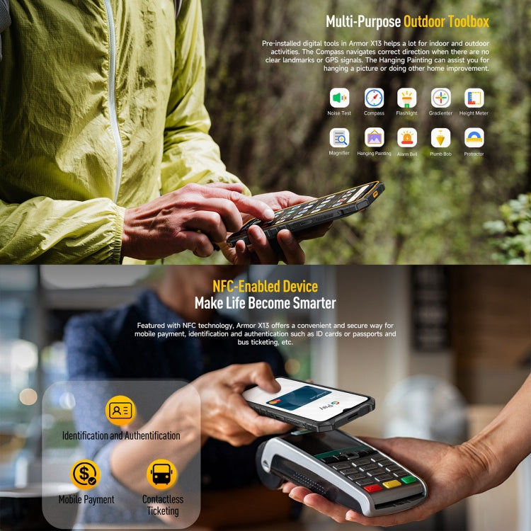 Ulefone Armor X13，IP68/IP69K三防機  6.52英寸安卓13 Helio G36八核, 網絡：4G, NFC, OTG