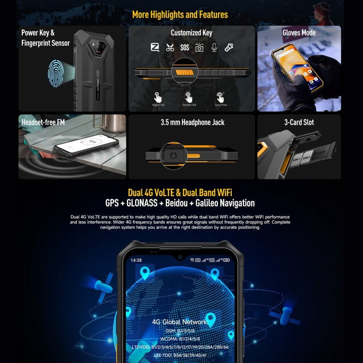 Ulefone Armor X13，IP68/IP69K三防機  6.52英寸安卓13 Helio G36八核, 網絡：4G, NFC, OTG