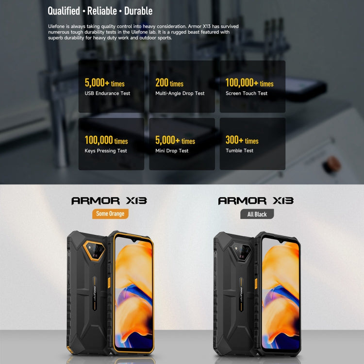 Ulefone Armor X13，IP68/IP69K三防機  6.52英寸安卓13 Helio G36八核, 網絡：4G, NFC, OTG