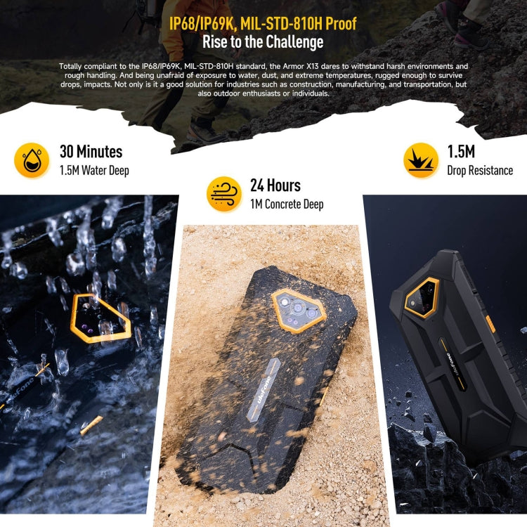 Ulefone Armor X13，IP68/IP69K三防機  6.52英寸安卓13 Helio G36八核, 網絡：4G, NFC, OTG