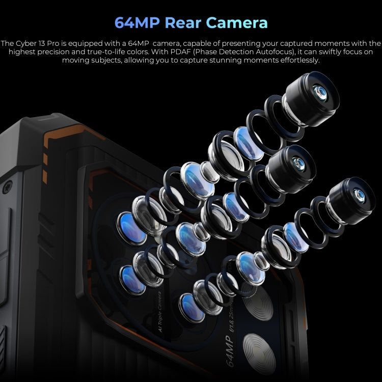 HOTWAV CYBER 13 Pro，IP68/IP69K三防機  6.6英寸安卓13 UNISOC T619八核, 網絡：4G, NFC, OTG