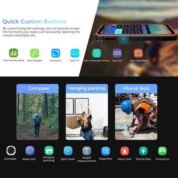 HOTWAV CYBER 13 Pro，IP68/IP69K三防機  6.6英寸安卓13 UNISOC T619八核, 網絡：4G, NFC, OTG