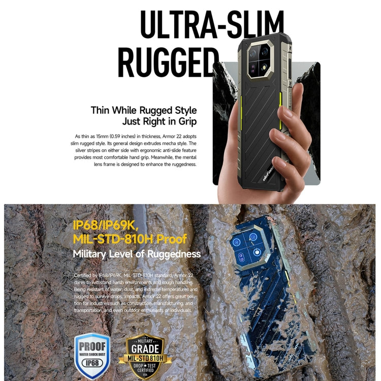 Ulefone Armor 22，IP68/IP69K三防機  6.58英寸安卓13 Helio G96八核, 網絡：4G, NFC, OTG