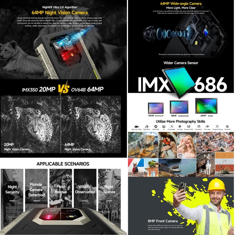 Ulefone Armor 22，IP68/IP69K三防機  6.58英寸安卓13 Helio G96八核, 網絡：4G, NFC, OTG