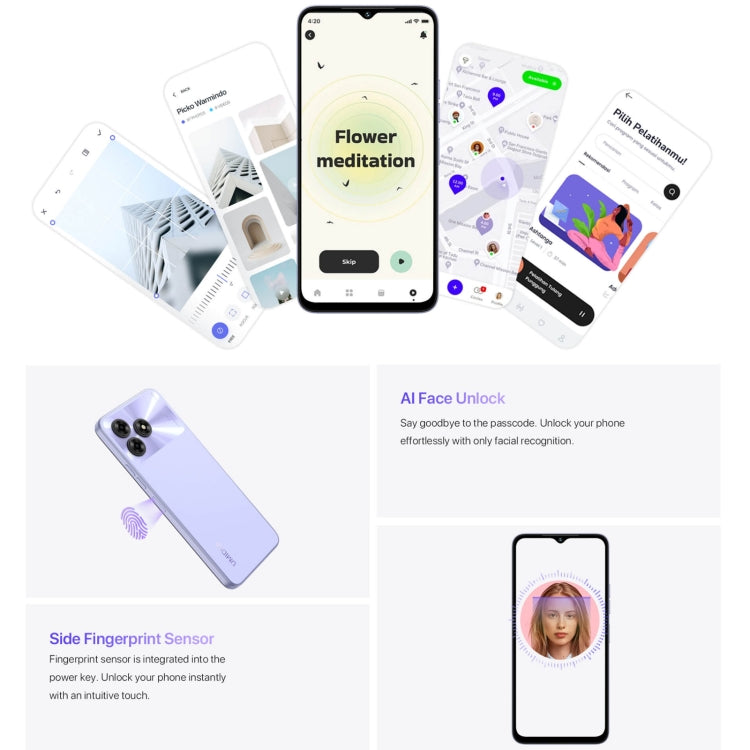 UMIDIGI G5，面部/側鍵指紋識別, 6.6 英寸安卓13紫光展銳T606八核, 網絡：4G, 8GB+128GB