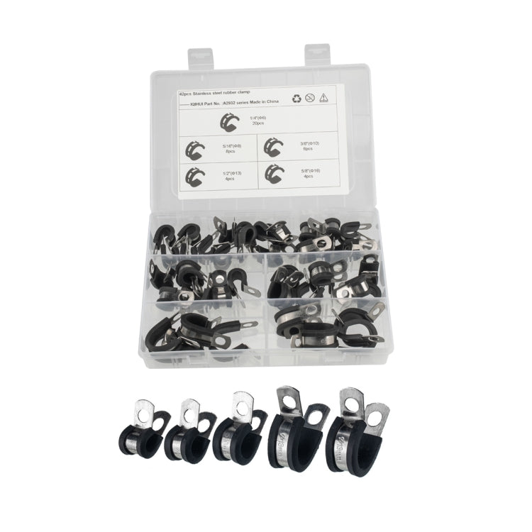 42 PCS 汽車不銹鋼膠條卡箍