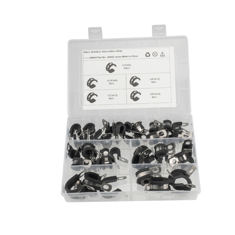 42 PCS 汽車不銹鋼膠條卡箍