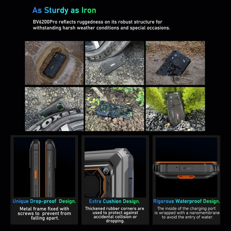 Blackview BV6200 Pro，IP68/IP69K三防機  6.56英寸安卓14 MediaTek Helio P35八核, 網絡：4G, OTG, NFC