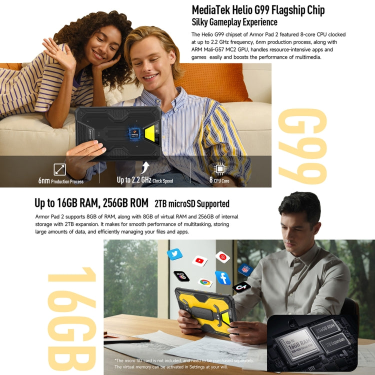 歐樂風 Armor Pad 2三防平板 16GB+256GB 11英寸安卓13 聯科發Helio G99八核 4G網絡