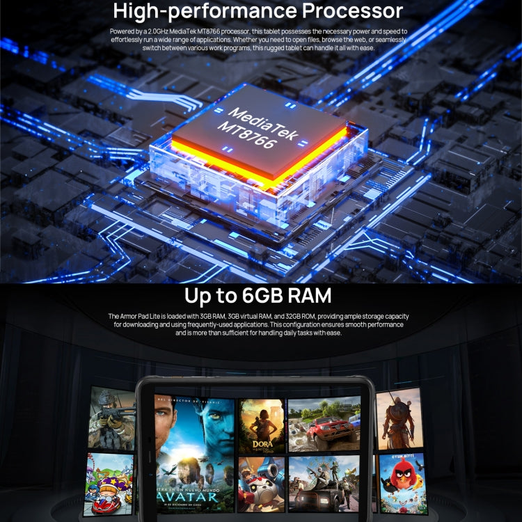 歐樂風 Armor Pad Lite 三防平板，8英寸安卓13 聯科發MT8766四核