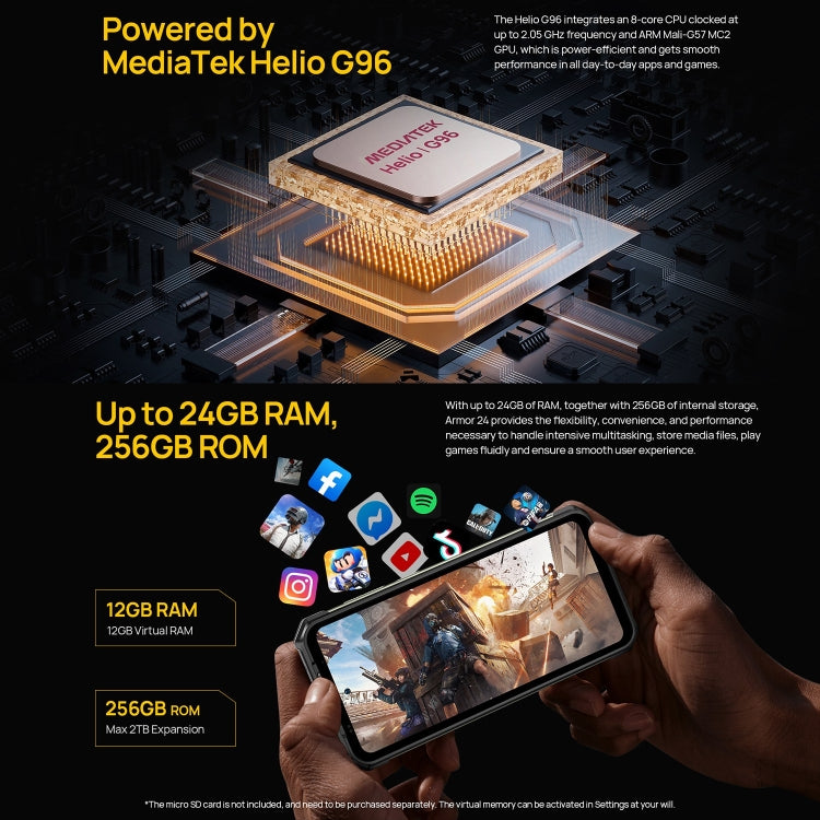 Ulefone Armor 24，三防機  6.78英寸安卓14 Helio G96八核, 網絡：4G, NFC