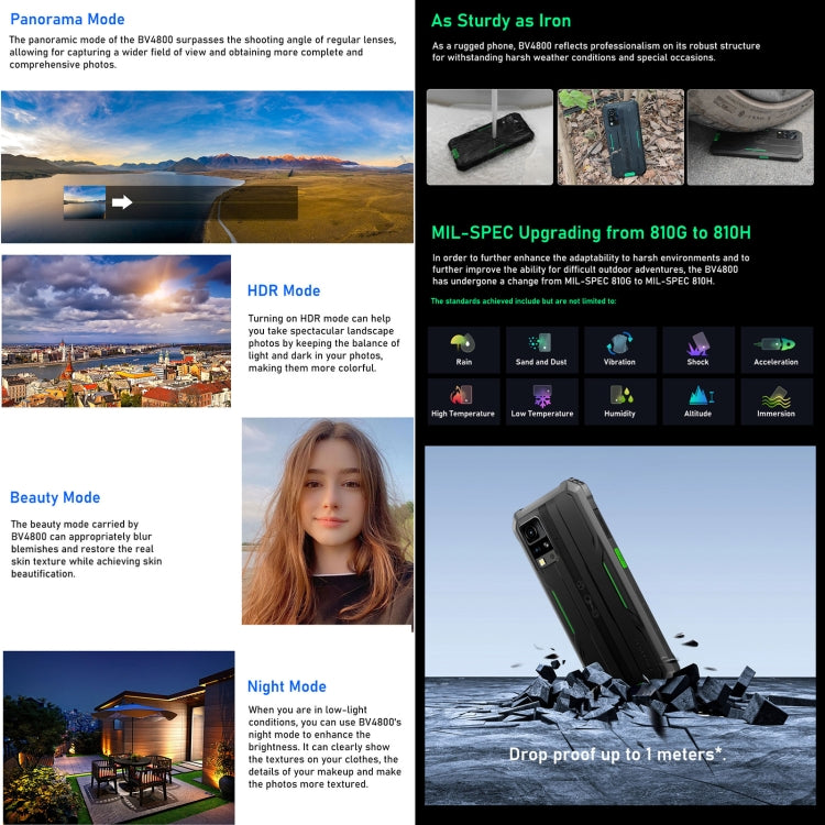 Blackview BV4800，IP68/IP69K三防機  6.56英寸安卓13 GO MT6761V/WB Helio A22 四核, 網絡：4G, OTG, BV4800 3GB+64GB