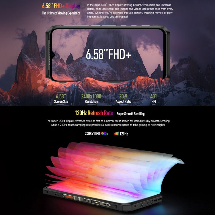 Ulefone Power Armor 18T Ultra Version 5G熱像儀三防機，6.58英寸安卓13天璣7050八核, 網絡：5G, NFC, OTG