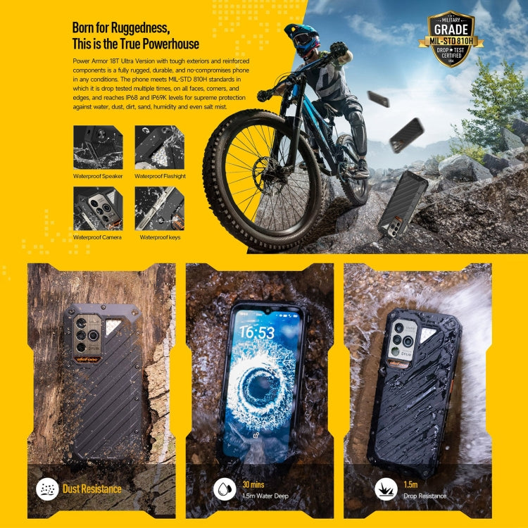 Ulefone Power Armor 18T Ultra Version 5G熱像儀三防機，6.58英寸安卓13天璣7050八核, 網絡：5G, NFC, OTG