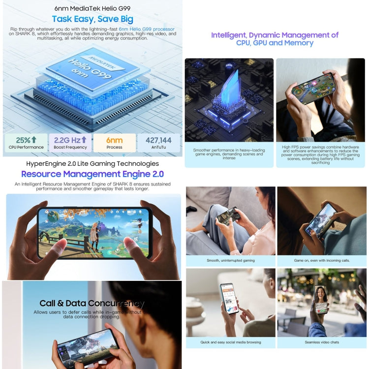 Blackview SHARK 8，指紋解鎖, 6.78英寸安卓13 MTK6789 Helio G99八核,  OTG, 4G網絡