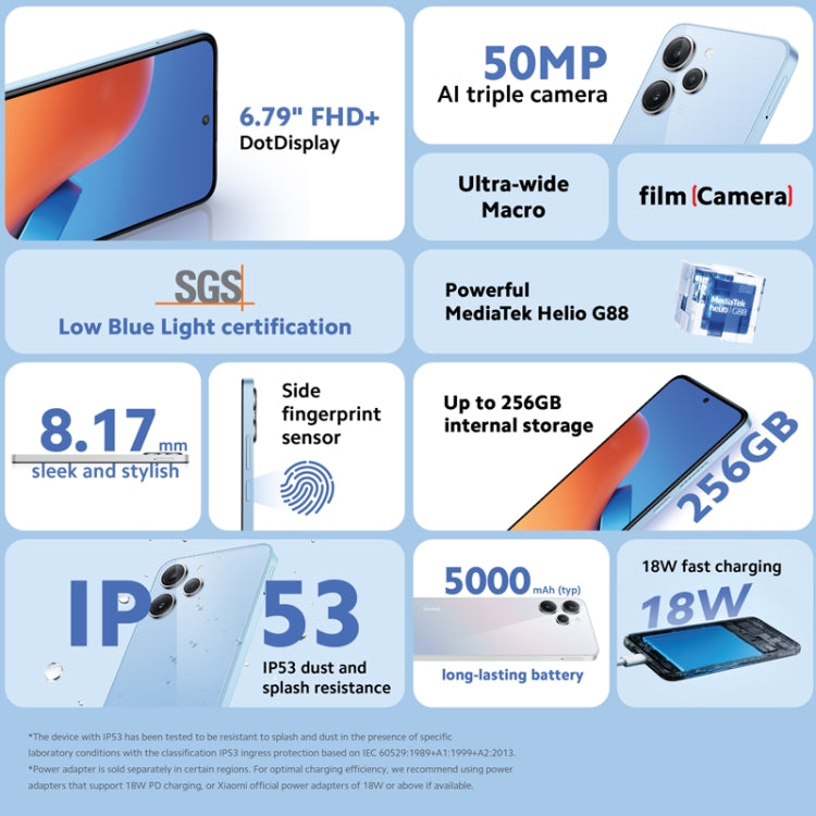 Xiaomi Redmi 12國際版，6.79英寸MIUI 14 聯發科Helio G88八核2.0GHz，網絡：4G, 4GB+128GB, 8GB+128GB