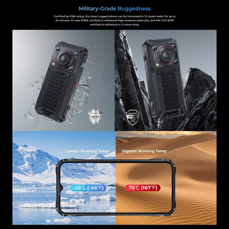 Oukitel WP33 Pro，IP68/IP69K三防機, 6.6英寸聯發科天璣6100+ 八核，NFC，OTG, 網絡：5G