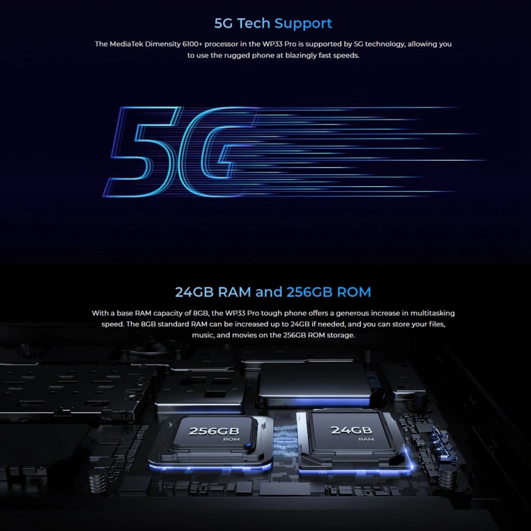 Oukitel WP33 Pro，IP68/IP69K三防機, 6.6英寸聯發科天璣6100+ 八核，NFC，OTG, 網絡：5G