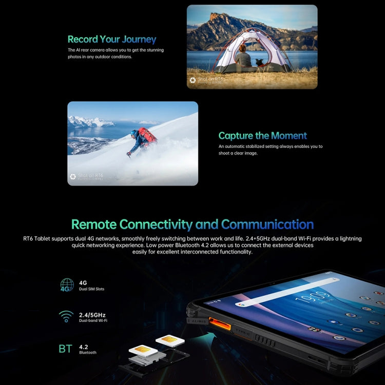 OUKITEL RT6 10.1英寸IP68/IP69K三防平板，安卓13 MT8788八核 支持雙卡，4G網絡，歐規, RT6 8GB+256GB