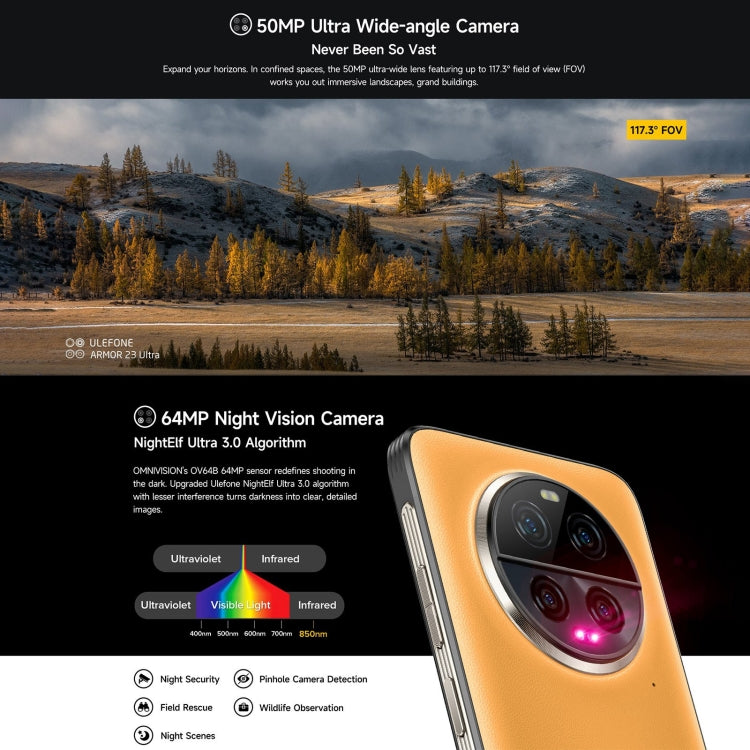 Ulefone Armor 23 Ultra三防機，6.78英寸安卓13天璣8020八核, 網絡：5G, NFC, OTG,  衛星短報文