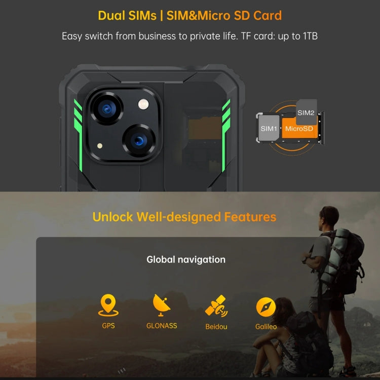 Oukitel WP32，IP68/IP69K三防機, 5.93英寸Unisoc Tiger T606八核，NFC，OTG, 網絡：4G