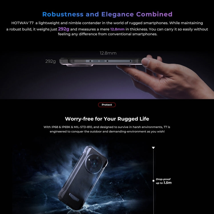 HOTWAV T7 三防機，6.52英寸安卓13 MT8788八核, 網絡：4G, OTG