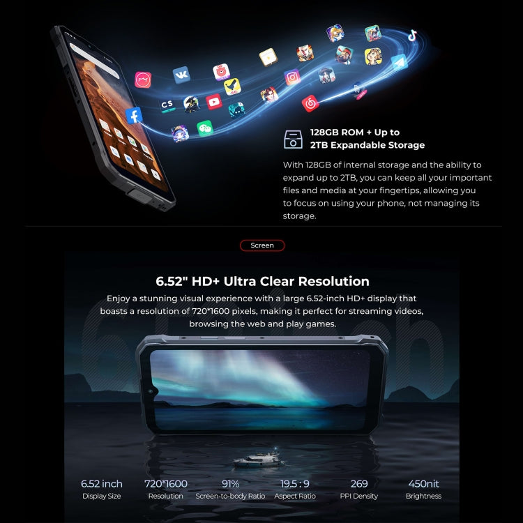 HOTWAV T7 三防機，6.52英寸安卓13 MT8788八核, 網絡：4G, OTG