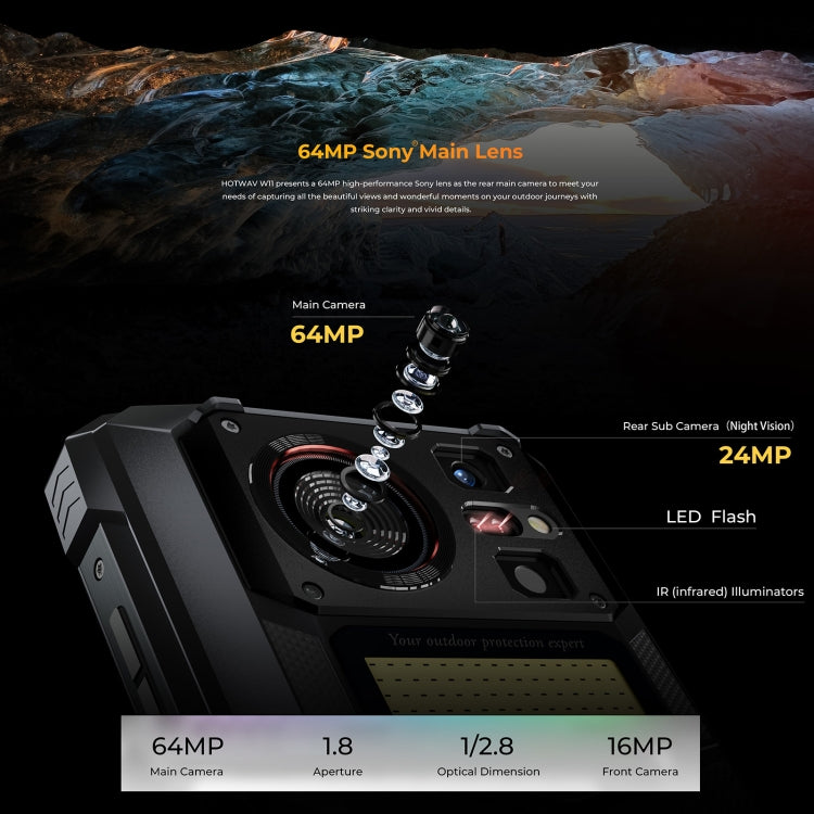 HOTWAV W11三防機，6.6英寸安卓13 MT8788八核, 網絡：4G, OTG，帶錄音通話, 6GB+256GB