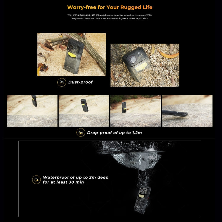 HOTWAV W11三防機，6.6英寸安卓13 MT8788八核, 網絡：4G, OTG，帶錄音通話, 6GB+256GB