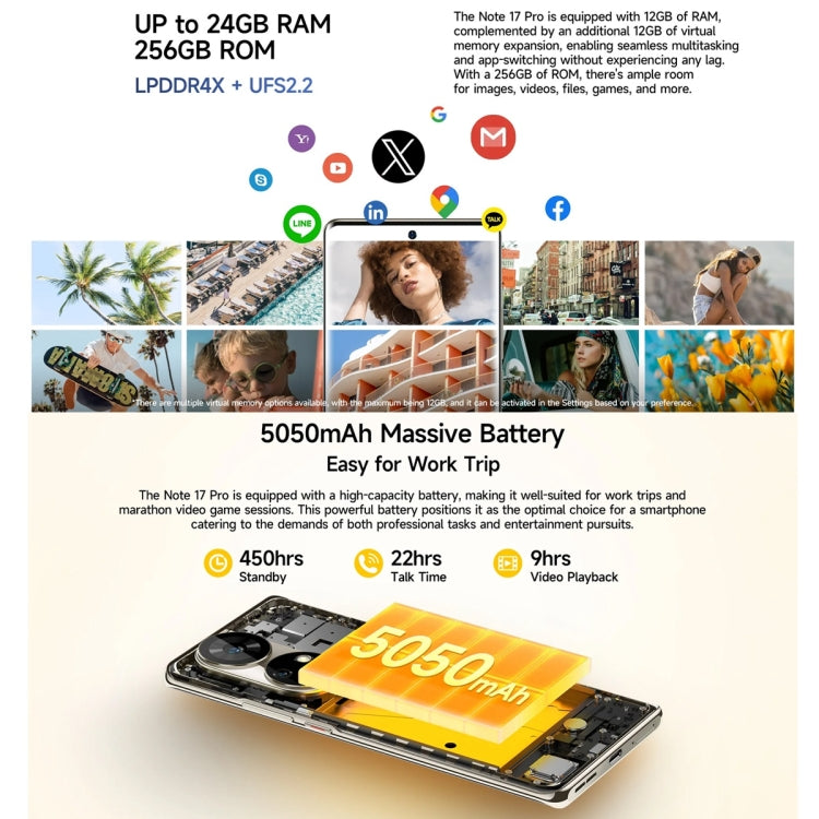 Ulefone Note 17 Pro，屏幕指紋，6.78英寸Android 13 MediaTek Helio G99 MTK6789八核，NFC 網絡：4G