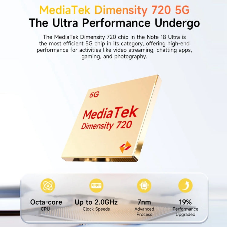 Ulefone Note 18 Ultra，側鍵指紋，6.78英寸Android 13 MediaTek 天璣720 5G MT6853八核2.0GHz，NFC，網絡：5G
