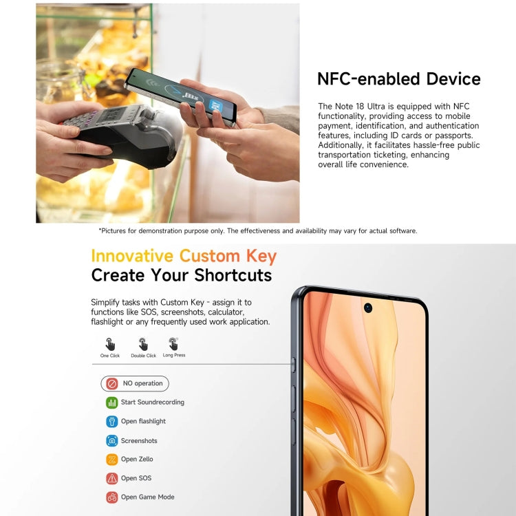 Ulefone Note 18 Ultra，側鍵指紋，6.78英寸Android 13 MediaTek 天璣720 5G MT6853八核2.0GHz，NFC，網絡：5G
