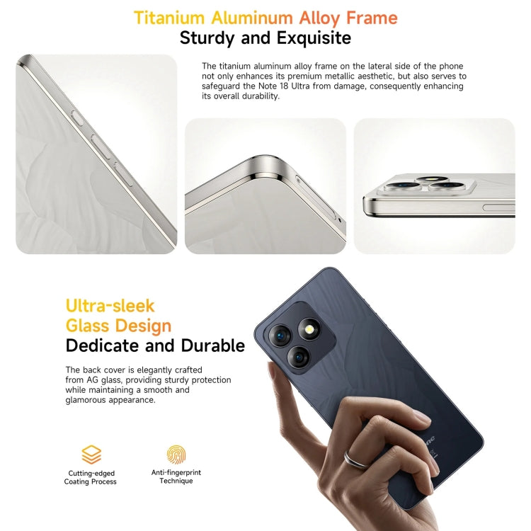 Ulefone Note 18 Ultra，側鍵指紋，6.78英寸Android 13 MediaTek 天璣720 5G MT6853八核2.0GHz，NFC，網絡：5G