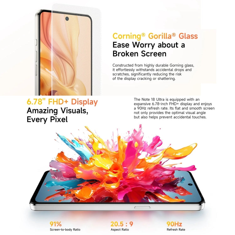 Ulefone Note 18 Ultra，側鍵指紋，6.78英寸Android 13 MediaTek 天璣720 5G MT6853八核2.0GHz，NFC，網絡：5G