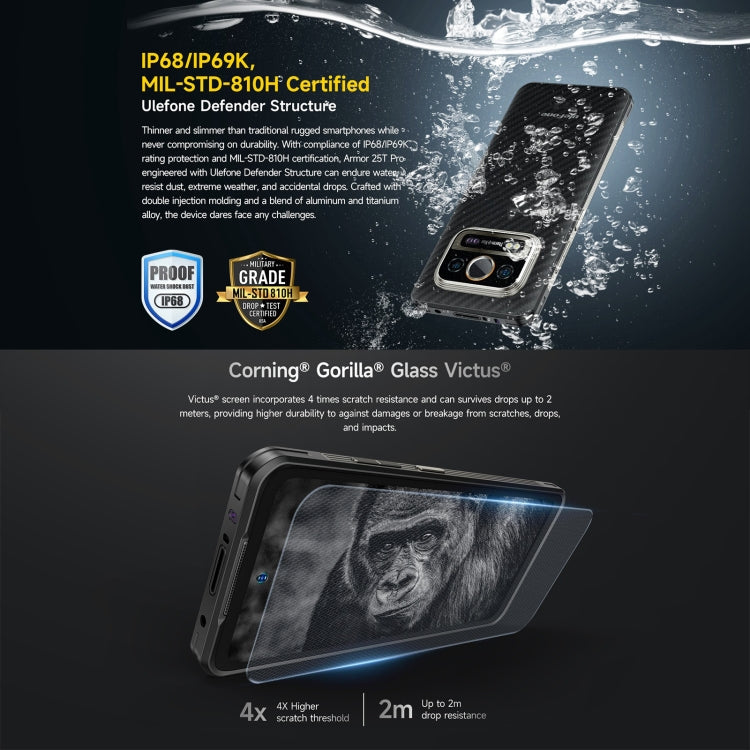 Ulefone Armor 25T Pro三防機  熱成像, 6.78英寸安卓14 天璣6300八核, 網絡：5G, NFC