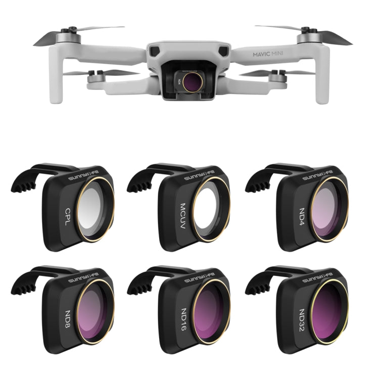 Sunnylife MM-FI9258 適用於大疆御 Mavic mini MCUV+CPL+ND4+ND8+ND16+ND32混搭濾鏡6件套