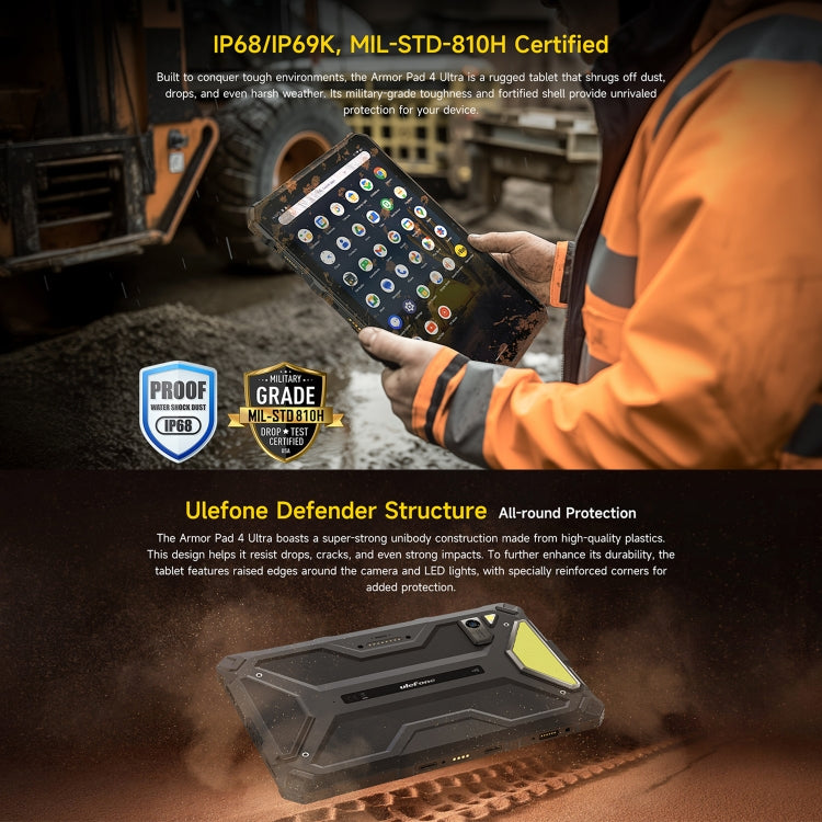 歐樂風 Armor Pad 4 Ultra 三防平板，10.36英寸安卓14 聯科發天璣6300八核 5G網絡，歐規