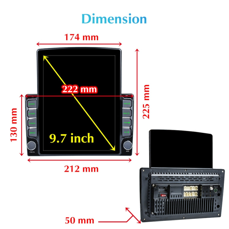 9.7寸豎屏2.5D安卓通用機 導航儀一體機MP5 支持手機互聯/GPS/FM/方向盤控制，1GB+32GB